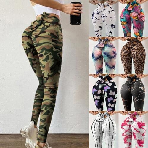 Gym Print Floral Yoga Pants Sports Wear For Women Professional Running Fitness Sport Leggings Workout High Waist Seamless Pant