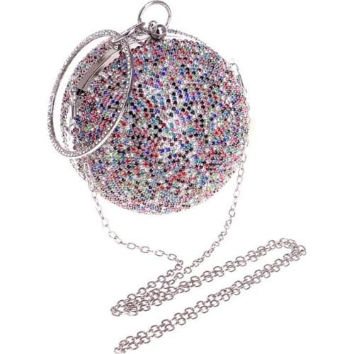 Luxury Round Women Clutch Bags Diamond Ladies Evening Bag Chic Shoulder Crossbody Bags Wallet Party Purse Handbags 9 Colors