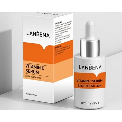 LANBENA Vitamin C Serum Brightening Skin Rejuvenating Whitening Fade Dark Spot Smooth Fine Lines Anti-Aging Face Essence 30ML