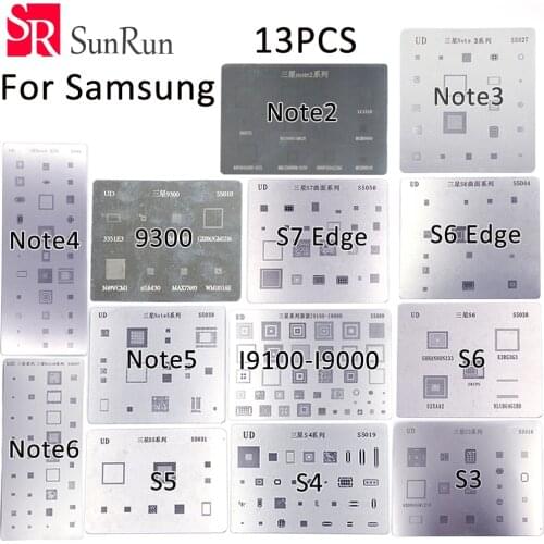 13pc BGA Stencil Direct Heating Reballing Stencil for samsung i9300 S3 i9000 S4 Note3 Note4 S5 S6 Note5 S6Edge S7Edge Steel mesh