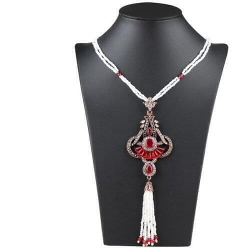 African Handmade Crystal Beads Tassel Necklaces Pendants For Women Vintage Long Layered Statement Necklace Jewelry Accessories