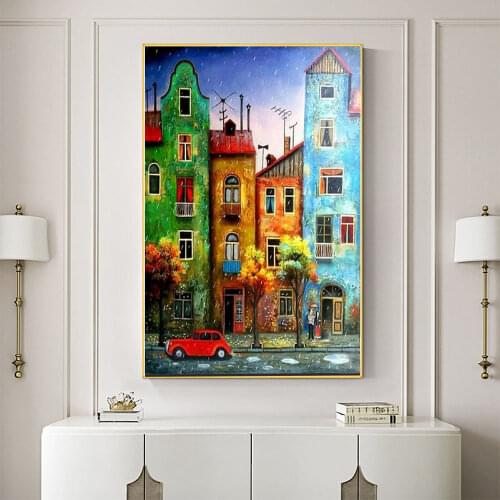 Landscape Cartoon City Pre-Printed 11CT Cross-Stitch DIY Embroidery Full Kit DMC Threads Needlework Handmade Promotions