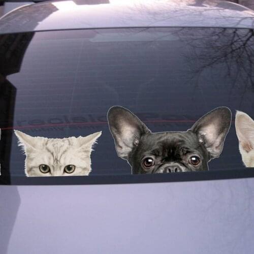 Funny 3D Cat Dog Half a Face Peeking Car Sticker Wall Window Sticker Art Decals