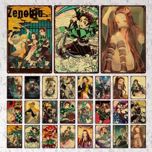 Tin Sign Japanese Cartoon Metal Poster Vintage Home Decoration Anime Iron Paintings Room Decor Wall Stickers Metal Sign Plaque