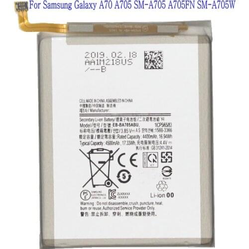 1x 4500mAh Replacement Battery EB-BA705ABU For Samsung Galaxy A70 A705 SM-A705 A705FN SM-A705W Batteries