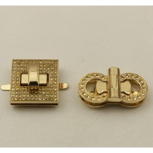 10 PCS/lot) Manufacturer Wholesale Handbag Hardware Accessories Upscale Handbags Gold Epoxy Diamond Twist Lock Metal Accessorie