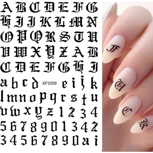 12pcs/set Nail Sticker 3D Alphabet Design Water Transfer Nail Decals Manicure DIY Nail Art Decoration Nail Foil