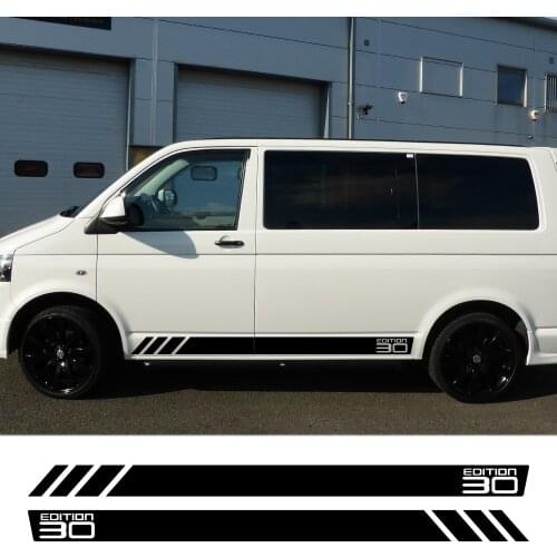 2PCS BUS California T6 30 Edition Car Door Side Skirt Stripe Sticker For Volkswagen VW Multivan Transporter T4 T5 T6 Accessories