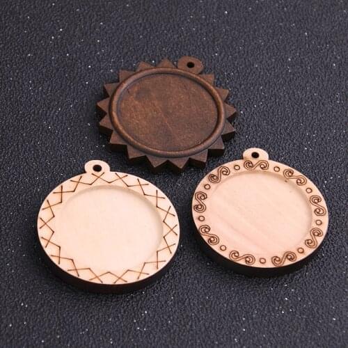 3pcs Wood Cabochon Settings 30mm Inner Size Blank Cameo Pendant Base Trays for Jewelry Making Wholesale Lots Bulk