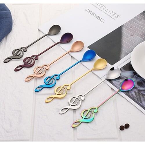 304 Stainless Steel Musical Notes Spoon Coffee Spoon Tea Stirring Spoon Music Bar Ice Cream Mug Dessert Scoop Creative Cutlery