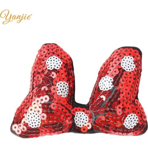 5pcs/lot 4'' Glitter Mouse Hair Bows White Dots Sequin Hair Accessories For Girls DIY Headband Kids Hair Bow Hairgrips