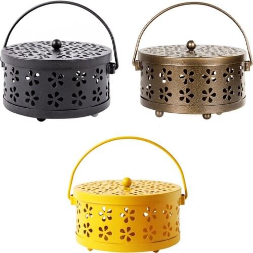 AIHOME Nordic Retro Metal Hollow Floral Mosquito Coil Holder Garden Burner Insect Repellent Box Mosquito Repellent easy to use