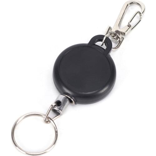 Holder Key Ring Keyring Steel Cord Black Wire Rope Keychain 60cm Badge Reel Retractable Recoil Anti Lost Yoyo Ski Pass ID Card