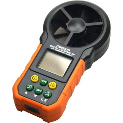 PM6252B Digital Anemometer T&Rh Sensor Air Wind Speed Velocity Meter USB Interface