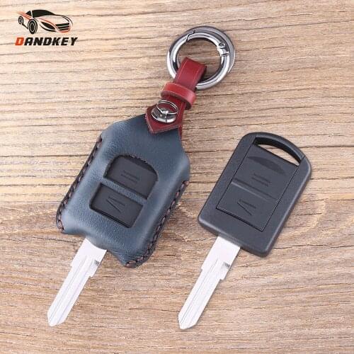 DANDKEY 2 Buttons Genuine Leather Protector Key Case Shell Cover Holder For Opel Astra H J g Corsa Insignia Zafira Vectra Mokka