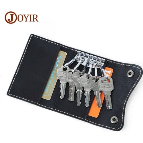 JOYIR Genuine Leather Key Holder Men Keychain Covers Zipper Key Case Bag Men Key Wallet Fashion Small Coin Purse Wallet For Men