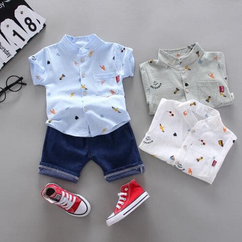 Children Outing Clothes Toddler Summer Baby Boys Girls Stripe Printing Shirt Pants 2Pcs/sets Infant Kids Tracksuits 0-4 years