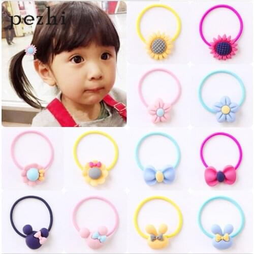 Little Girl Childrens Hair Loop Lovely Cartoon Princess Headrope Sunflower Rabbit Ear Headdress Hair Rope Rubber Band