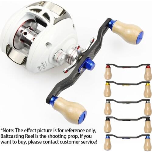 EKfan Suitable for daiwa Shimano New Model Carbon Fiber Fishing Reel Handle for Baitcasting Wooden Knob