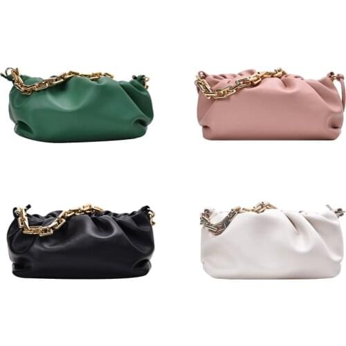 Elegant Women Chain Bag Female Clutch Purse Cloud Leather Shoulder Handbags for Outdoor Shopping Traveling Decoration