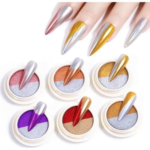 Holographic Nail Powder Metallic Mirror Glitter Powder Nail Art UV Gel Polish Chrome Pigment Dust Decorations Manicure Supplies