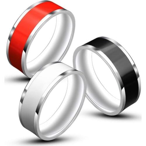 Hot Sale Stainless Steel Multi-Color Enamel Ceramic Ring Top Quality Cocktail Finger Rings Szie 7-12