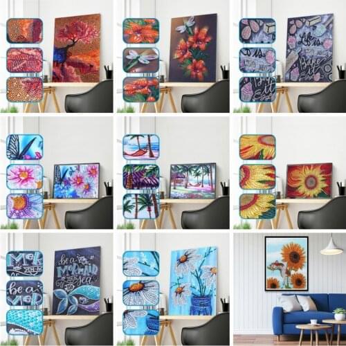 Huacan DIY Special Shaped Diamond Painting 5D Partial Drill Kits Flower Tree Diamond Embroidery Arts Craft