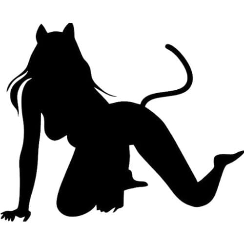 Personality Car Sticker Sexy Cat Girl Walking Advanced Design Cover Body Fashion Sticker Pvc Personality Sticker Black/white