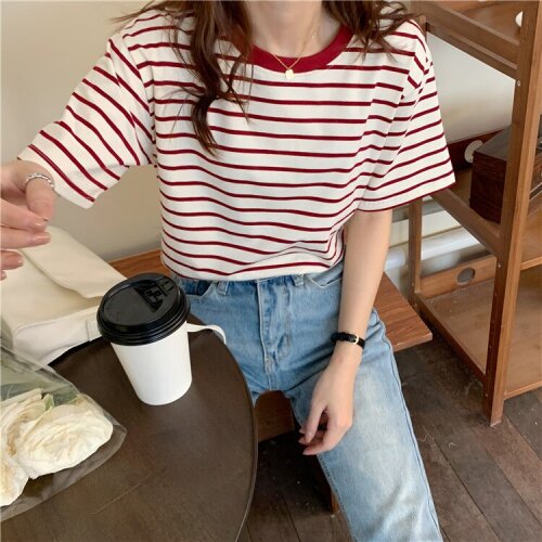 Женские полосатые футболки Izmestyeva China At AliExpress