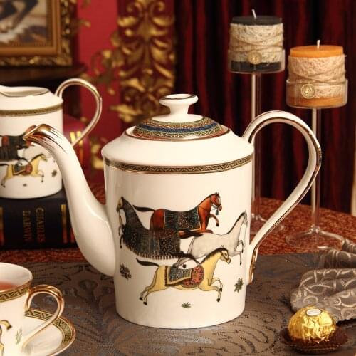 European-style ceramic teapot household heat-resistant coffee pot making teapot coffee utensils