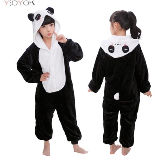 Kigurumi Children Winter Sleepwear Kids Unicorn Panda Pajama sets Baby Girls Boys Panda Licorne Onesies for 4 6 8 10 12 Years