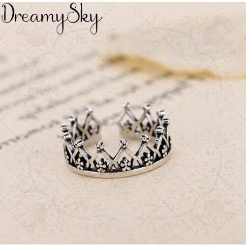 Trendy Bohemian Silver Color Crown Rings For Women Wedding Statement Jewelry Vintage Antique Rings Joyas De Plata