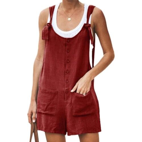 Women Ladies Romper Clothing set Sleeveless Straps Overalls Sleeveless Solid Backless Loose Mini Playsuit Jumpsuit Plain Outfits