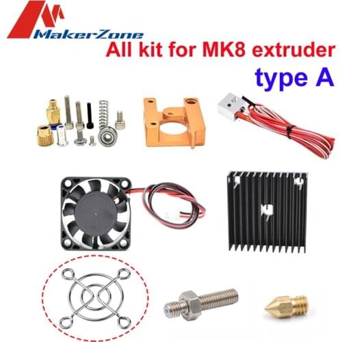 MK8 Extruder Kits J-head Hotend Nozzle 0.4mm Feed Inlet Diameter 1.75 Filament without Stepper Motor for 3D Printer Head