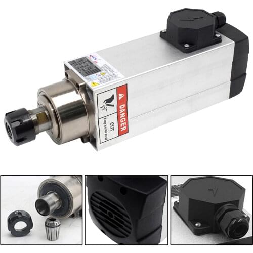 ER20 Air Cooled Square Spindle Motor 1.5KW CNC Woodworking 18000rpm 220V 380V 4Bearings 300Hz AC Spindle New