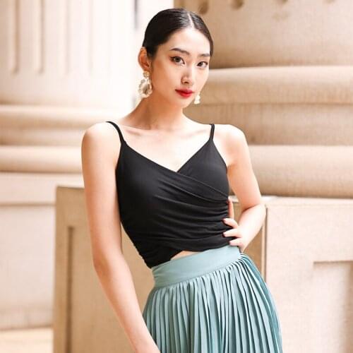 Latin Dance Top For Women Adult Sling V-Neck Sexy Practice Clothing Professional Rumba Tango Samba Cha Cha Dance Clothes DWY5667