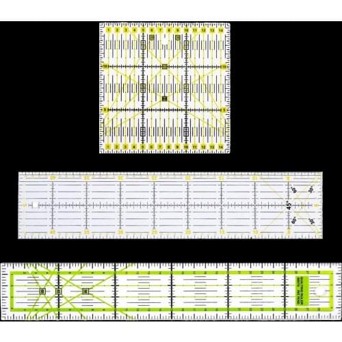 3 Pieces 15x15cm/10x45cm/5x30cm Acrylic Quilting Quilters Ruler Patchwork Cutting Marking Rulers