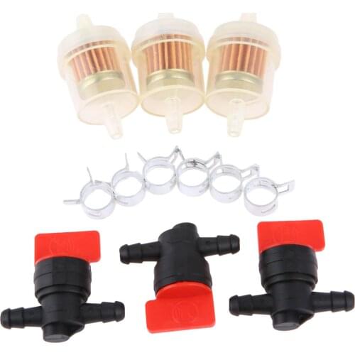 1/4" In Line Fuel Filters Shut Cut off Valves Clamps For Briggs and Stratton 5056 5056D 5056K 494768 697947 Chainsaws Tool Parts