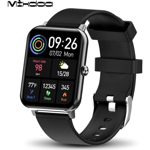 Mixdaa Smart Watch DIY dials 1.69 inch HD color screen Temperature Monitor Heart Rate Blood Pressure Fitness Tracker Smartwatch