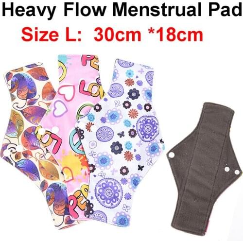 NEW Women Panty Liner Cloth Menstrual Pad Bamboo Charcoal Mama Cloth Menstrual Sanitary Reusable Washable Day Pad Size S M L