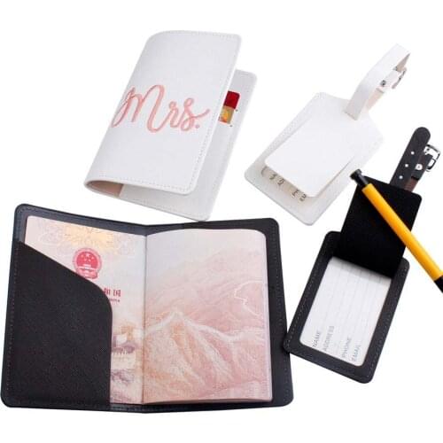 4pcs Mr&Mrs Passport Covers Luggage Tags Suitcase Embroidery Bag Pendant Travel Accessories Name ID Address Wedding Invitation