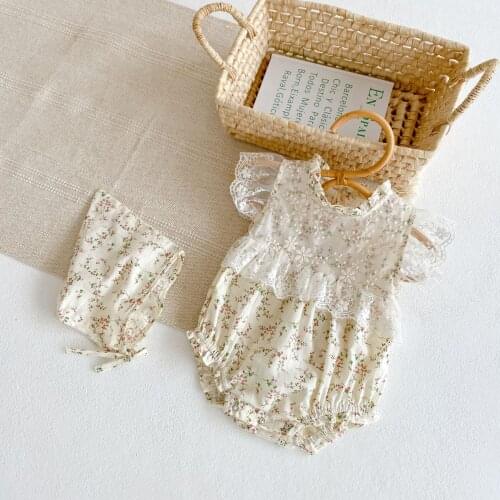0-3T Newborn Kid Baby Girls Flower Clothes Short Sleeve Lace Floral Romper Elegant Cute Sweet Cotton Princess Jumpsuit Body suit