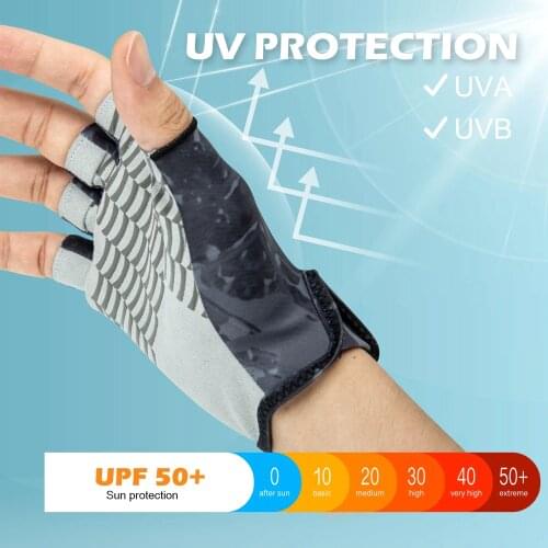 Goture UPF50+ Fishing Gloves Summer Breathable Fingerless Gloves with Anti Slip Silicone for Outdoor Hiking, Biking, Kayaking