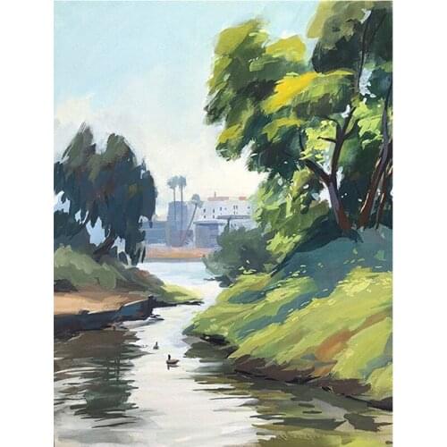 Landscape Diamond Painting Full Round Resin Mosaic Islands of Lake Merritt Diamond Embroidery Picture Rhinestone Home Decor Gift