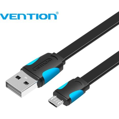 Vention Flat Micro USB Cable For Xiaomi Redmi Samsung 2.4A Fast Charging Microusb Data Charger Cord Android Mobile Phone Cables