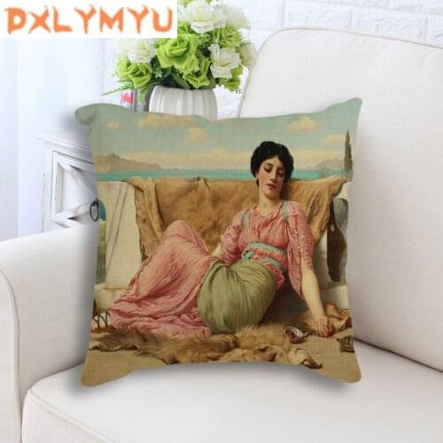European style Cushion Noble lady life Printed Linen Cushion Home Decor Sofa Throw Pillow Decorative Pillowcase