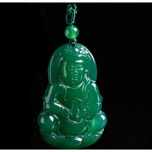 Natural ice-green chalcedony Avalokitesvara pendant green Bodhisattva Maitreya men and women jewelry necklace pendant