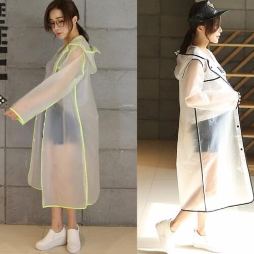1pcs New Fashion Womens Transparent Plastic Girls Raincoat Travel Waterproof Rainwear Adult Poncho Outdoor Rain Coat