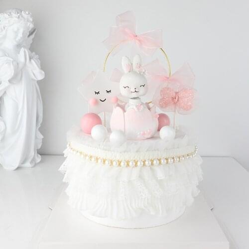 Pink Bow Happy Birthday Cake Topper Gold Metal Wedding Cupcake Topper For Wedding Kids Girls Birthday Party Cake Decorations