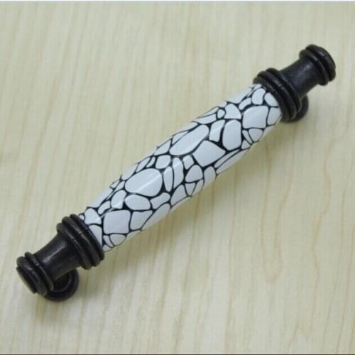 Hole space 96mm white crack ceramic kitchen cabinet handles,antique zinc alloy drawer dresser wardrobe handles pulls knobs